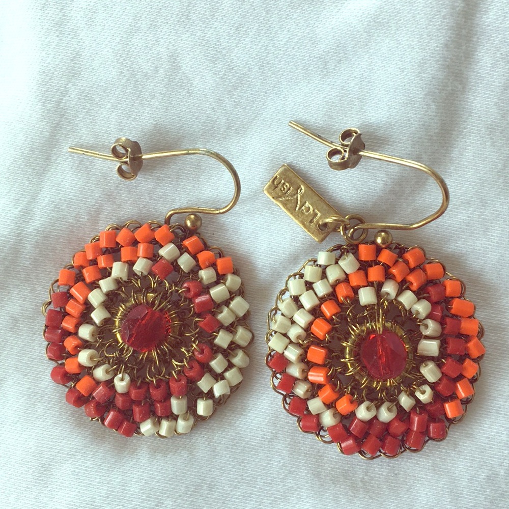 Lavish by Tracy Milaneze red/orange/gold earrings